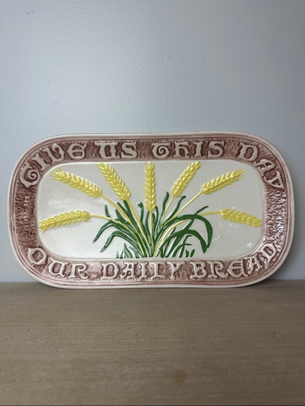 Our Daily Bread Decorative Ceramic Serving Platter - Yellow & Green